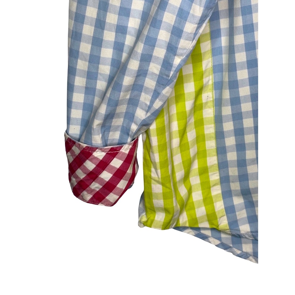 Marc Ecko Patchwork Gingham Colorblock Button Dow… - image 5